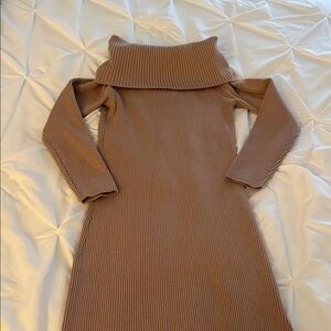 Vici Tan Long Sleeve Ribbed Dress